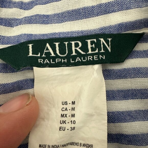 Lauren Ralph Lauren Womens Striped Button-Up Shirt  Size Medium - Picture 3 of 6